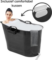 EKEO Zitbad 100CM- 210L -  Mobiele badkuip - Bath Bucket - Inclusief kussen - Zwart