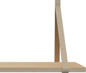 Handles and more Leren plankdragers - met sierschroeven - 100% leer – Creme – set van 2 leren plank banden