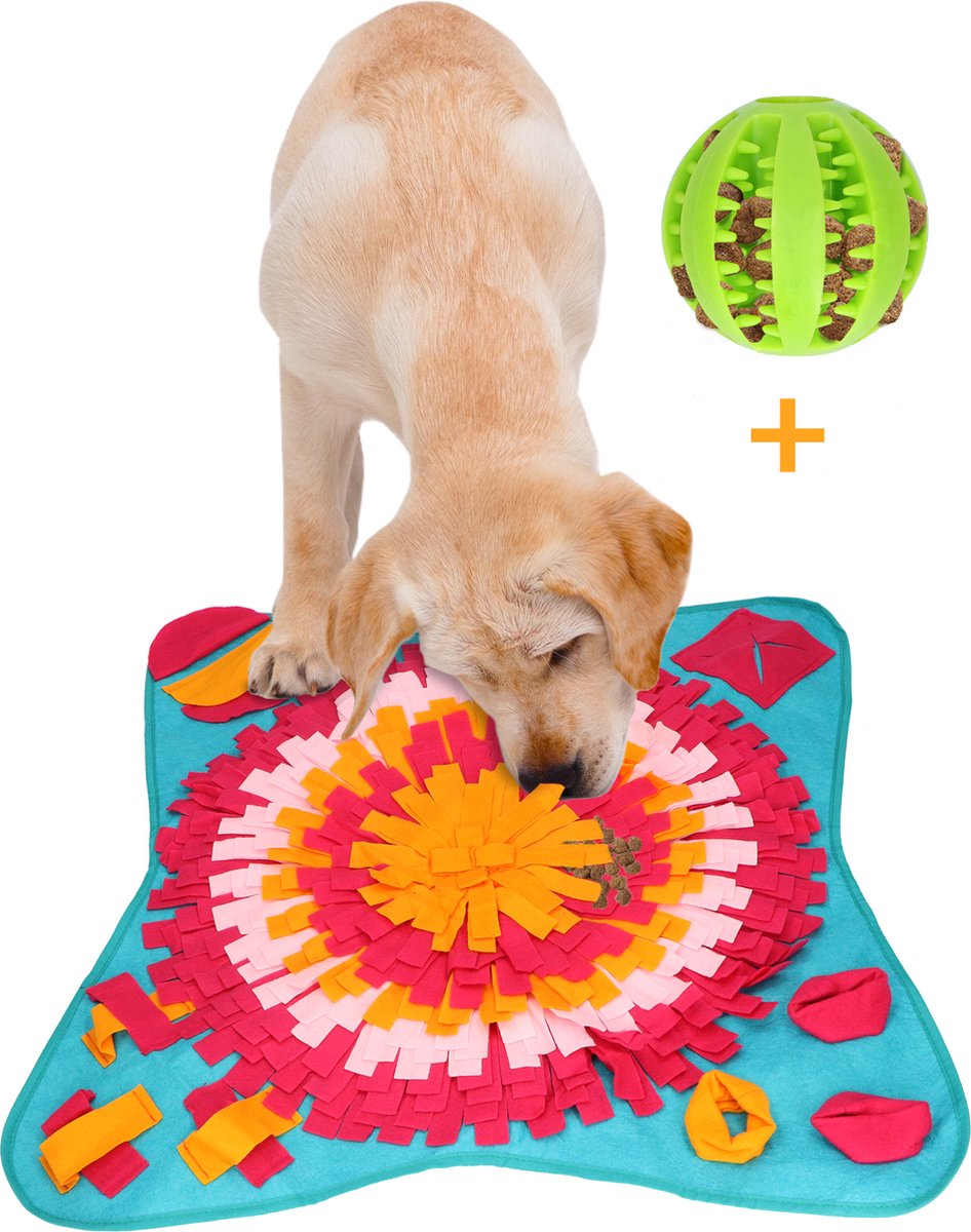 Snuffelmat Hond 70x70cm Inclusief Rubberen Massage Bal voor het Gebit
