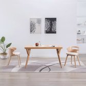 Decoways - Eetkamerstoelen 2 stuks gebogen hout en kunstleer crèmekleurig