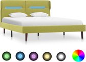 Decoways - Bedframe met LED stof groen 120x200 cm