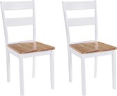 Decoways - Eetkamerstoelen 2 stuks massief rubberwood wit