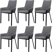 Decoways - Eetkamerstoelen 6 st stof lichtgrijs