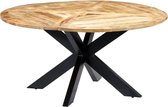 Decoways - Eettafel rond 150x76 cm massief mangohout