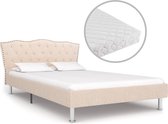 Decoways - Bed met matras stof beige 140x200 cm