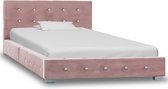 Decoways - Bedframe fluweel roze 90x200 cm