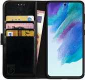 Rosso Element Book Case Wallet Hoesje Geschikt voor Samsung Galaxy S21 FE | Portemonnee | 3 Pasjes | Magneetsluiting | Stand Functie | Zwart