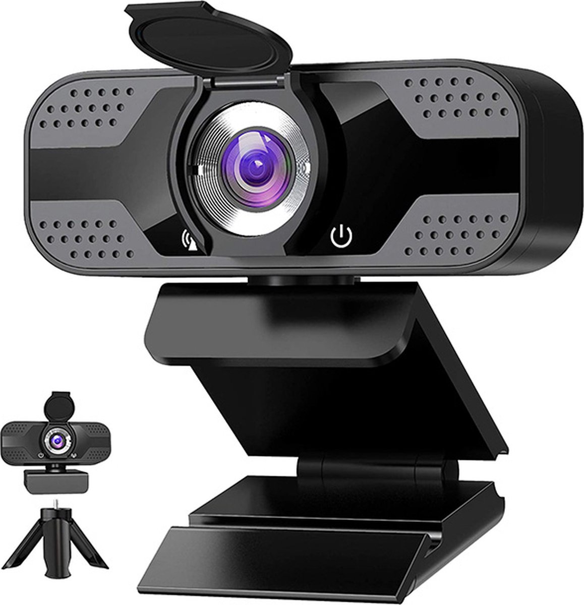 Webcam - HD Draaibare Webcam met microfoon - 1080P Webcam met Privacy Cover voor PC en Laptop - USB 2.0