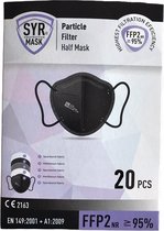 SYR® - FFP2 medisch mondkapje zwart - 30 stuks - CE gecertificeerd - Mondkapje wintersport zwart