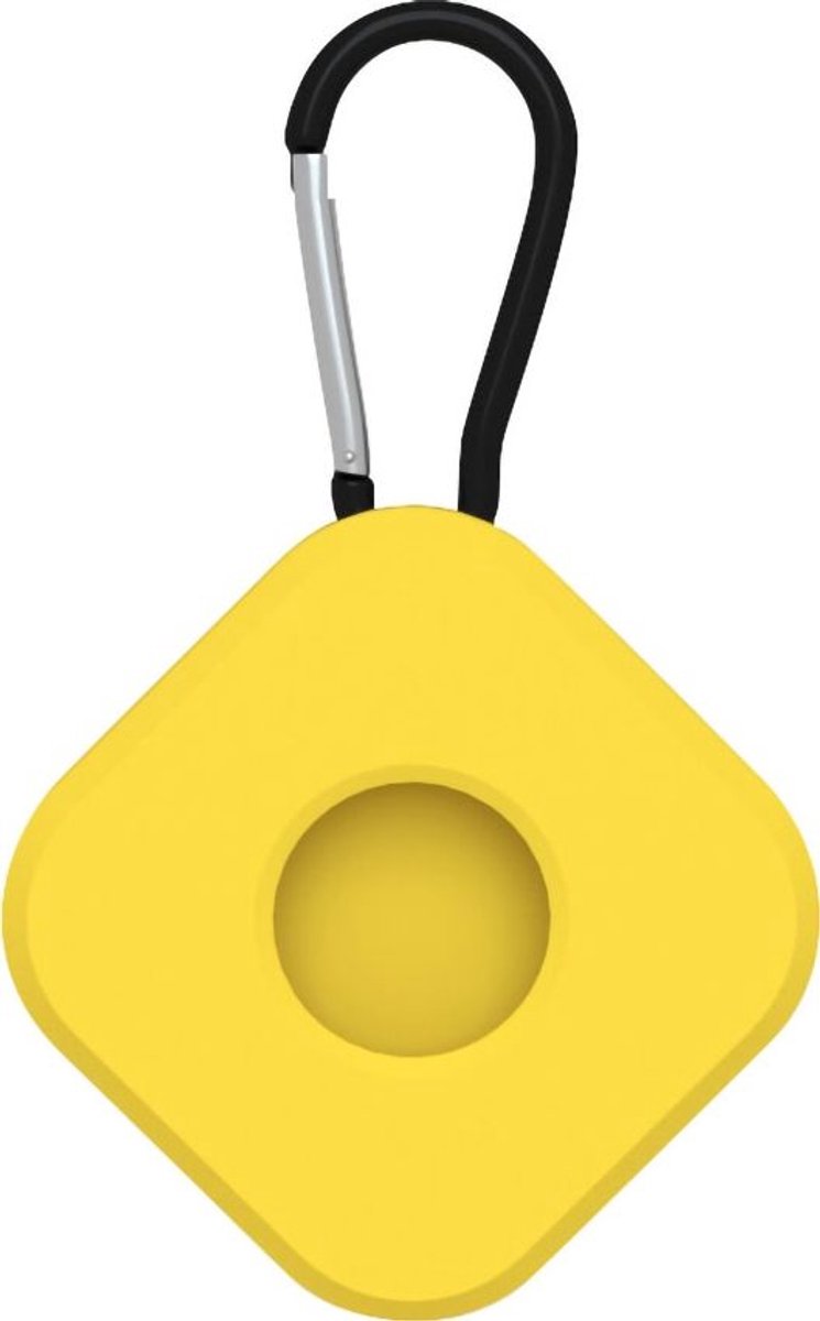 Mobigear Hoesje geschikt voor Apple AirTag Hoesje Flexibel Siliconen | Mobigear Square Key Sleutelhanger - Geel