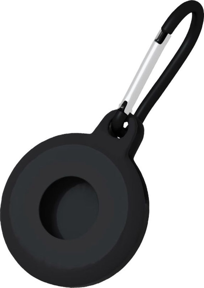 Mobigear Hoesje geschikt voor Apple AirTag Hoesje Flexibel TPU | Mobigear Circle Key Sleutelhanger - Zwart