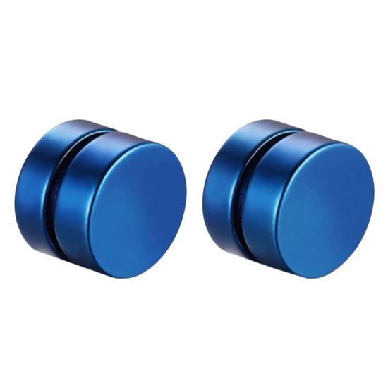 Magneet Oorbellen-Blauw-8 mm-Geen gaatje-Charme Bijoux