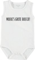 Baby Rompertje met tekst 'Moeke's grote boefje' | mouwloos l | wit zwart | maat 62/68 | cadeau | Kraamcadeau | Kraamkado