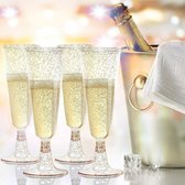 Champagneglas wegwerp goud glitter 20 stuks