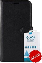 Kunstleer Bookcase Hoesje Met Pasjeshouder Huawei P30 Pro Zwart - Gratis Screen Protector - Telefoonhoesje - Smartphonehoesje