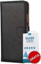 Kunstleer Bookcase Hoesje Met Pasjeshouder Huawei P10 Plus Zwart - Gratis Screen Protector - Telefoonhoesje - Smartphonehoesje