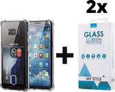 Crystal Backcase Shockproof Met Pasjeshouder Hoesje Samsung S8 Transparant - 2x Gratis Screen Protector - Telefoonhoesje - Smartphonehoesje
