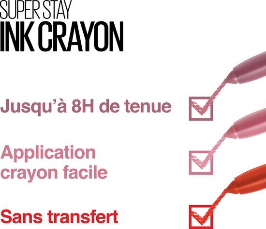Super Stay Ink Crayon lippenstift: Tot 8 uur houdbaarheid, gemakkelijke applicatie, vlekkeloos.
