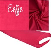 Kraamcadeau hydrofiele doek met naam, hard roze