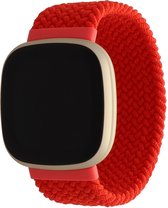 Bandje Voor Fitbit Versa 3 / Sense Nylon Gevlochten Solo Band - Rood - Maat: XL - Horlogebandje, Armband