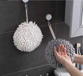 2x Handdoek bal - Keuken – Badkamer - Handdoek Bal Met Opknoping Loops - Sneldrogende Zachte Absorberende Microfiber Handdoeken - Grijs/Wit