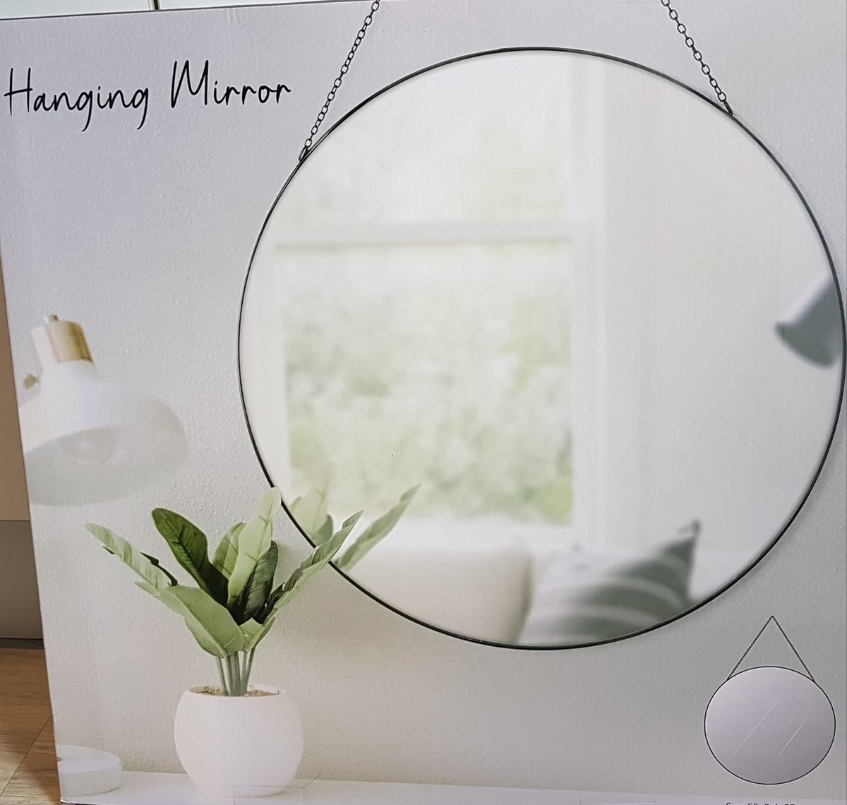 Merkloos Sans marque Hangende spiegel zwart rond 55 cm XL spiegel