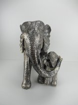 olifant moeder en kind 24 cm goud