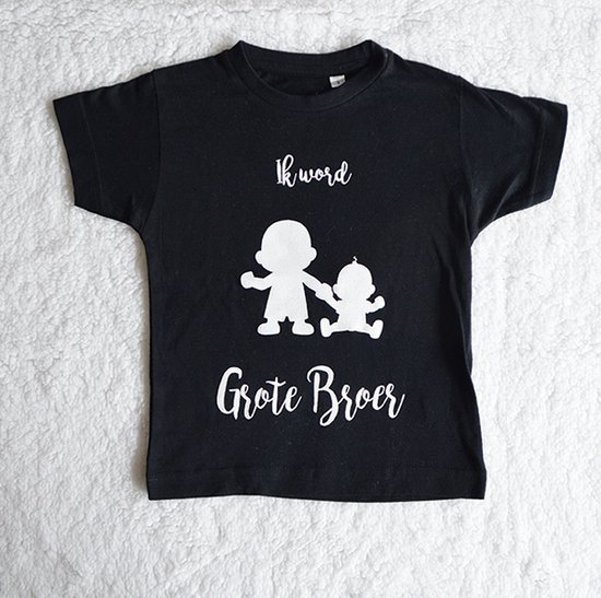 Ik word grote broer | zwangerschapsaankondiging | T-shirt  Zwart (maat 86-92)