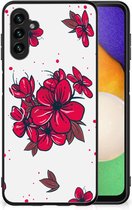 Telefoon Hoesje Geschikt voor Samsung Galaxy A13 5G | Geschikt voor Samsung Galaxy A04s Foto hoesje met Zwarte rand Blossom Red