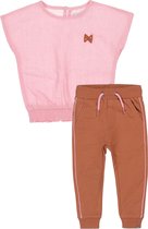 Koko Noko - Set(2delig) - Jogging broek Bruin - Blouse Roze - Maat 122