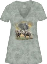 Ladies T-shirt Mothers Watchful Gaze Elephant V-neck Tri-Blend