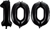 Folie zwarte cijfers 100 ballonnen.