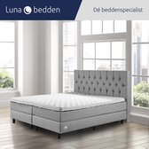 Luna Bedden - Boxspring Luna - 200x200 Compleet Grijs Gecapitonneerd Bed