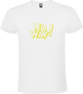 Wit T-shirt ‘No Way!’ Geel Maat 3XL