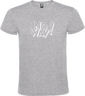 Grijs T-shirt ‘No Way!’ Wit Maat XXL