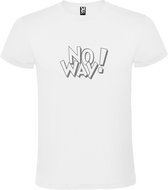 Wit T-shirt ‘No Way!’ Zilver Maat XL