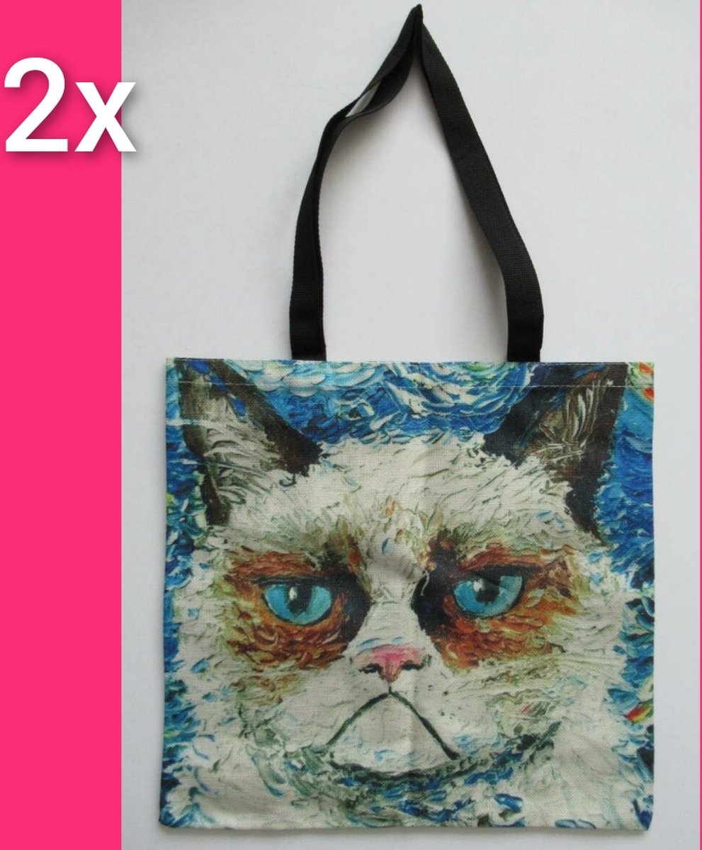 Kattenhebbedingen - 2x Tas - Kat - Poes - Voor de kattenliefhebber - Art cat