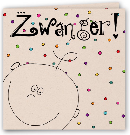 Zwanger - Landbouwafvalpapier - Wenskaart - Felicitatie - In verwachting - Baby - Duurzaam - Vierkant - Dubbele kaart - Geboorte -