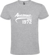 Grijs  T shirt met  "Awesome sinds 1972" print Wit size L