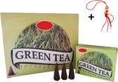 Doos met 12 pakjes - Wierook - Wierookkegeltjes - Kegeltjes - Kegels - Incense Cones - Groene Thee - Green Tea - 120 Kegeltjes + Gelukspoppetje