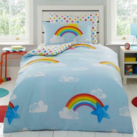 dekbedovertrek simple arc-en-ciel - multicolore - Couette Rainbow -en-ciel 1 personne avec 1 taie d'oreiller