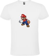 Wit T-shirt met Super Mario met Basketbal grote print size XL