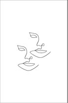 Walljar - One Line Faces - Muurdecoratie - Poster met lijst