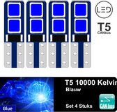 4x T5 CANBus Led Lamp set 4 stuks | Blauw | 240LM | 10000K | 12V | 4 SMD 3030 | Verlichting | W3W W1.2W Led Auto-interieur Verlichting Dashboard Warming Indicator Wig auto Instrument Lamp | Autolamp | Autolampen | interieurverlichting
