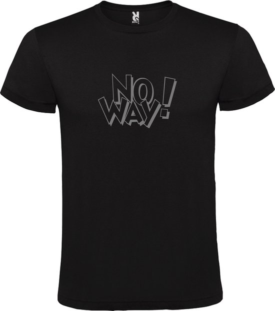 Zwart T-shirt ‘No Way!’ Zilver Maat L