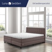 Luna Bedden - Boxspring Luna - 140x220 Compleet Bruin Geknoopt Bed