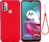 Mobigear Hoesje geschikt voor Motorola Moto G30 Siliconen Telefoonhoesje | Mobigear Rubber Touch Backcover | Moto G30 Case | Back Cover - Rood