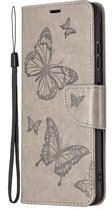 Samsung Galaxy A22 5G Hoesje - Mobigear - Butterfly Serie - Kunstlederen Bookcase - Grijs - Hoesje Geschikt Voor Samsung Galaxy A22 5G