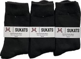 Sukats® 6 Paar Thermosokken - Maat 47-50 - XXL - Heren - Badstof - Zwart - Warme Sokken - Werksokken