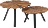 Salontafel rond 2stuks, massief gerecycled hout, afm. 1stuks rond 60cm en 1stuks rond 50cm